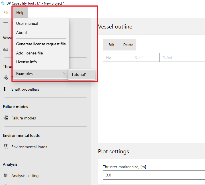 Tutorial menu
